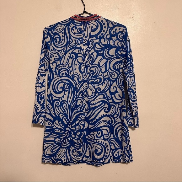 Lilly Pulitzer Sarasota Beaded Cotton Tunic size XS Blue Pink - Picture 8 of 8